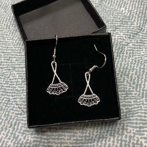 Oxidized Silver-Toned Textured Dangle Earrings